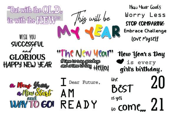 Happy New Year Motivation Quote SVG Cut for Embroidery Projects